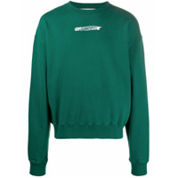 Off-White Moletom de algodão com estampa de logo - Verde