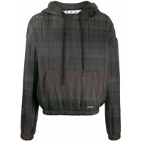 Off-White Moletom de capuz com pregas e listras horizontais - Marrom