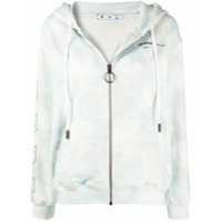 Off-White Moletom tie-dye com capuz e zíper - Azul