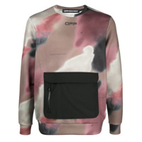 Off-White Moletom tie-dye com estampa de logo - Preto