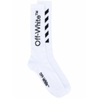 Off-White Par de meias com listras diagonais - Branco