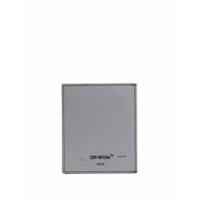 Off-White Porta-cartões de couro prateado