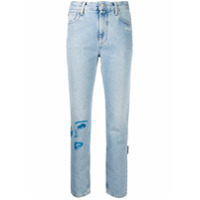 Off-White printed faces straight-leg jeans - Azul