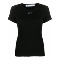 Off-White RIBBED FITTED TEE BLACK WHITE - Preto