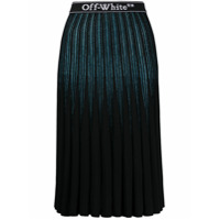 Off-White Saia plissda com listras de brilho - Preto