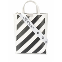 Off-White striped leather tote bag - Branco