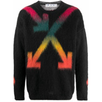 Off-White Suéter com detalhe de listras de arco-íris - Preto