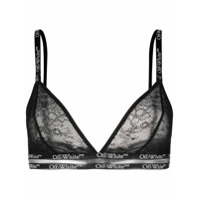 Off-White Sutiã de renda floral com logo - Preto