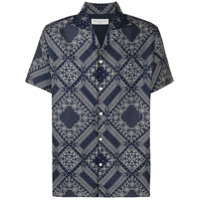 Officine Generale Camisa mangas longas com estampa geométrica - Azul