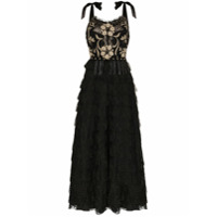 One Vintage Vestido de renda com bordado floral - Preto