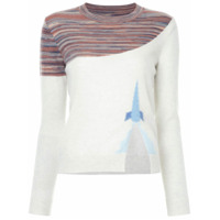 Onefifteen Suéter de cashmere com detalhe de listras - Cinza