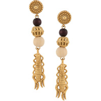 Oscar de la Renta Par de brincos com pingente de lagosta - Dourado