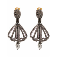 Oscar de la Renta Par de brincos pendentes com cristais - Preto