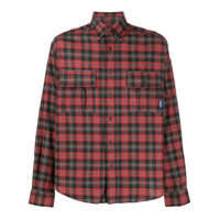 PACCBET Camisa com bolso duplo e estampa xadrez - Vermelho