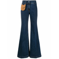 Palm Angels Calça jeans flare com bolso - Azul