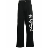 Palm Angels Calça reta com estampa de logo - Preto
