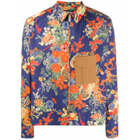 Palm Angels Camisa Blooming com estampa e zíper - Azul