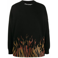 Palm Angels Camisa com estampa de chamas - Preto