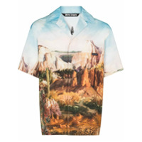 Palm Angels Camisa de algodão com estampa Canyon - Azul