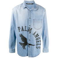 Palm Angels Camisa jeans com estampa de logo - Azul