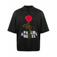 Palm Angels Camiseta com estampa de logo e rosas - Preto