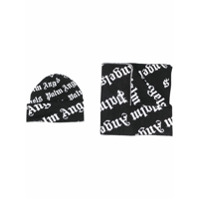 Palm Angels Conjunto de gorro e cachecol com logo - Preto