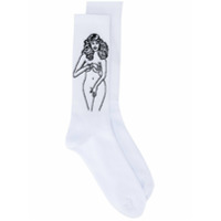 Palm Angels graphic-print knitted socks - Branco