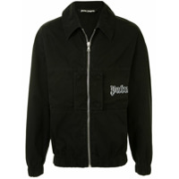 Palm Angels Jaqueta com zíper e estampa de logo - Preto
