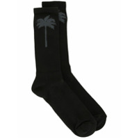 Palm Angels Par de meias com estampa de palmeira - Preto