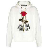 Palm Angels rose-print cotton hoodie - Branco