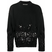 Palm Angels Suéter com logo e efeito destroyed - Preto