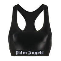 Palm Angels Sutiã bicolor com estampa de logo - Preto