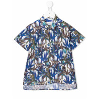 Paolo Pecora Kids Camisa com estampa de folhas - Azul