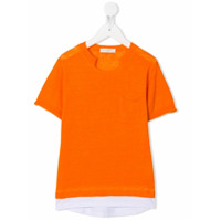 Paolo Pecora Kids Camiseta com detalhe vazado e bolso frontal - Laranja