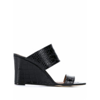 Paris Texas Mule plataforma com efeito pele de crocodilo - Preto