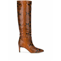 Paris Texas snakeskin print knee-high boots - Marrom