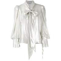 Parlor Blusa metálica com laço na gola - Prateado