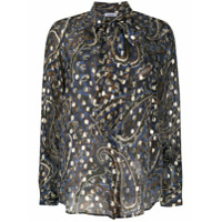 P.A.R.O.S.H. Blusa de chiffon com estampa paisley - Azul