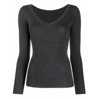 P.A.R.O.S.H. Blusa gola V de tricô canelado - Cinza