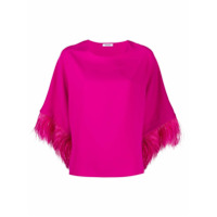 P.A.R.O.S.H. Blusa mangas 3/4 com acabamento de plumas - Rosa