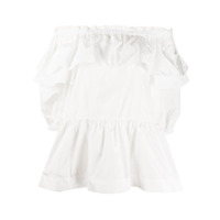 P.A.R.O.S.H. Blusa ombro a ombro com acabamento de babados - Branco