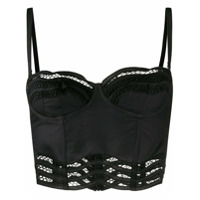 P.A.R.O.S.H. Bustier de algodão misto com acabamento de renda - Preto