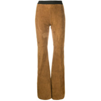 P.A.R.O.S.H. Calça de couro com cós contrastante - Marrom