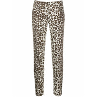 P.A.R.O.S.H. Calça jeans skinny com estampa de leopardo - Branco