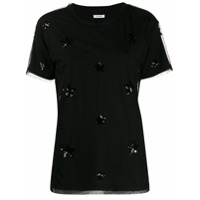 P.A.R.O.S.H. Camiseta com sobreposição de tule com aplicação de paetês - Preto