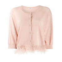 P.A.R.O.S.H. Cardigan com acabamento de plumas - Rosa