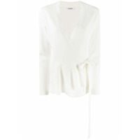 P.A.R.O.S.H. Cardigan com transpasse e acabamento de babados - Branco