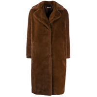 P.A.R.O.S.H. Casaco com abotoamento simples e acabamento em pelos - Marrom