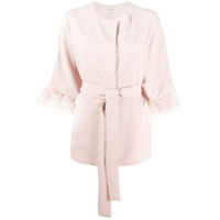 P.A.R.O.S.H. Casaco com cinto e acabamento de plumas - Rosa