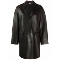 P.A.R.O.S.H. Casaco de couro com abotoamento - Marrom
